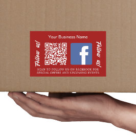 Rood wit bedrijfsnaam qr code Facebook Rechthoekige Sticker