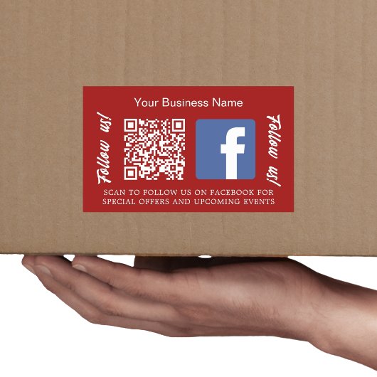 Rood wit bedrijfsnaam qr code Facebook Rechthoekige Sticker
