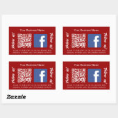 Rood wit bedrijfsnaam qr code Facebook Rechthoekige Sticker (Vel)