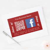 Rood wit bedrijfsnaam qr code Facebook Rechthoekige Sticker (Envelop)
