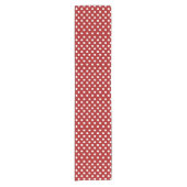 Rood wit betegeld polka dot patroon korte tafelloper (Voorkant)