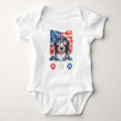 Rood Wit Blau Berner Sennenhond 4 juli Romper (Voorkant)