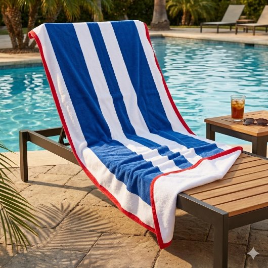 Rood Wit Blau Cabana Streep  Strandlaken