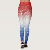 Rood Wit Blau Glitter Gradiënt Patriottische Dag Leggings (Achterkant)