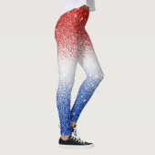 Rood Wit Blau Glitter Gradiënt Patriottische Dag Leggings (Rechts)