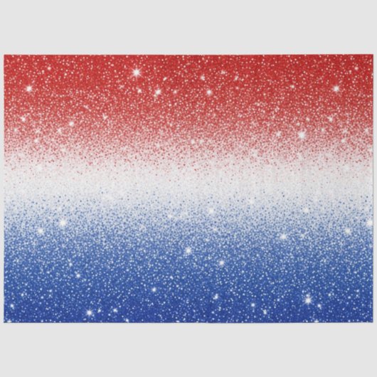 Rood Wit Blau Glitter Gradiënt Patriottische Dag Tissuepapier (Voorkant)