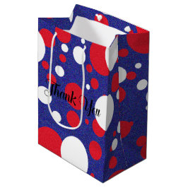 Rood Wit Blau Glitter Stip Feestje Medium Cadeauzakje