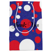 Rood Wit Blau Glitter Stip Feestje Medium Cadeauzakje (Voorkant)