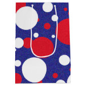 Rood Wit Blau Glitter Stip Feestje Medium Cadeauzakje (Achterkant)