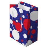 Rood Wit Blau Glitter Stip Feestje Medium Cadeauzakje (Achterkant Gekanteld)