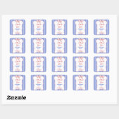 Rood Wit Blau Klasse Strepen met Lint Boog Vierkante Sticker (Vel)
