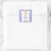 Rood Wit Blau Klasse Strepen met Lint Boog Vierkante Sticker (Tas)