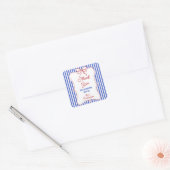 Rood Wit Blau Klasse Strepen met Lint Boog Vierkante Sticker (Envelop)