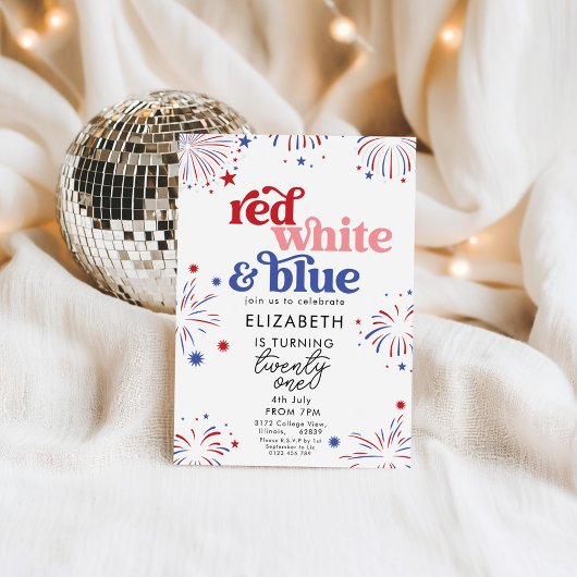 Rood Wit & Blauw 21e Verjaardag Kaart