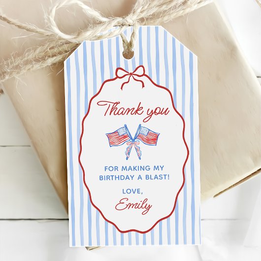 Rood, Wit & Blauw 4 juli 1e verjaardag Cadeaulabel