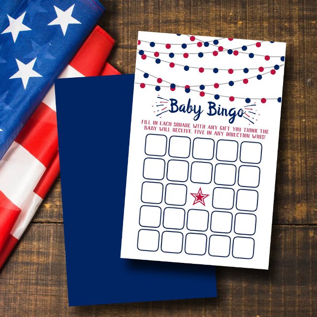 Rood, Wit & Blauw 4 juli baby shower bingo (Creator heeft geüpload)