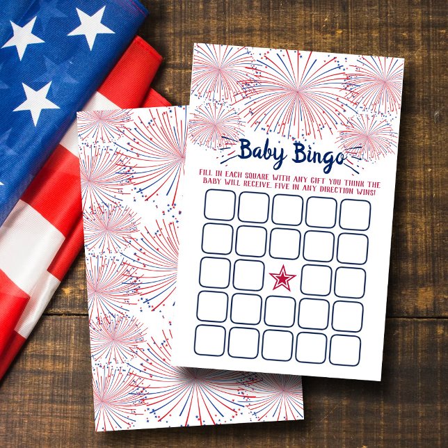 Rood, Wit & Blauw 4 juli Baby Shower Bingo (Creator heeft geüpload)