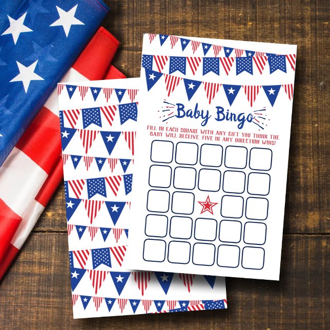 Rood, Wit & Blauw 4 juli baby shower bingo (Creator heeft geüpload)