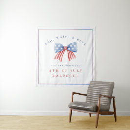 Rood Wit Blauw 4 juli Barbecue Aquarel Boog Wandkleed