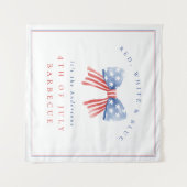 Rood Wit Blauw 4 juli Barbecue Waterverf Bow Wandkleed (Voorkant (horizontaal))