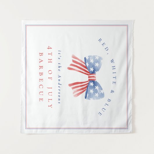 Rood Wit Blauw 4 juli Barbecue Waterverf Bow Wandkleed (Voorkant (horizontaal))