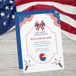 Rood Wit Blauw 4 juli BBQ-feest Patriottisch Plezi Kaart