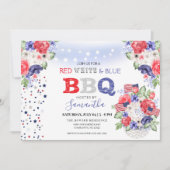 Rood Wit & Blauw 4 juli BBQ Uitnodiging (Voorkant)