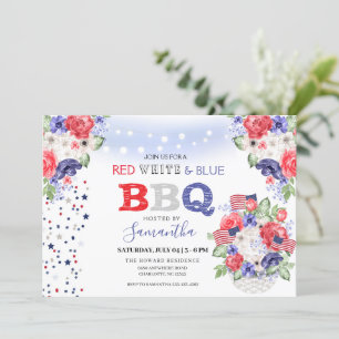 Rood Wit & Blauw 4 juli BBQ Uitnodiging