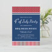 Rood Wit Blauw 4 juli BBQ Viering Kaart (Staand voorkant)