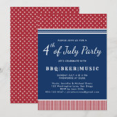 Rood Wit Blauw 4 juli BBQ Viering Kaart (Voorkant / Achterkant)