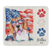 Rood Wit Blauw 4 juli Beagle Amerikaanse Vlag Snijplank (Voorkant)