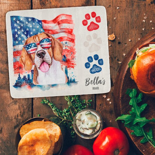 Rood Wit Blauw 4 juli Beagle Amerikaanse Vlag Snijplank