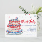 Rood Wit Blauw 4 Juli Cake Kaart (Staand voorkant)