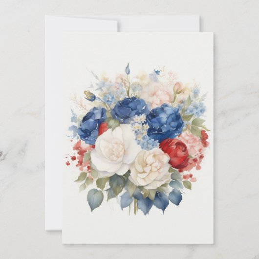 Rood Wit & Blauw 4 juli Couple Shower Kaart (Achterkant)