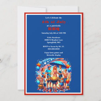 Rood Wit Blauw 4 juli Feest  Kaart