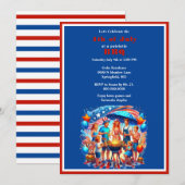 Rood Wit Blauw 4 juli Feest Kaart (Voorkant / Achterkant)