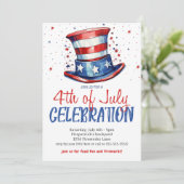 Rood Wit Blauw 4 juli Feest Kaart (Staand voorkant)