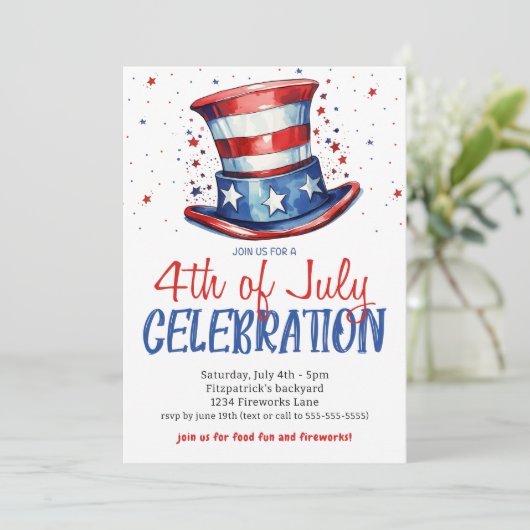 Rood Wit Blauw 4 juli Feest Kaart (Staand voorkant)