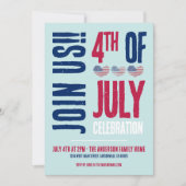 Rood Wit Blauw 4 juli Feestje Kaart (Voorkant)
