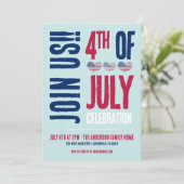 Rood Wit Blauw 4 juli Feestje Kaart (Staand voorkant)