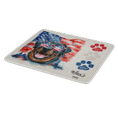 Rood Wit Blauw 4 juli Grappige Rottweiler Hond Snijplank (Hoek)