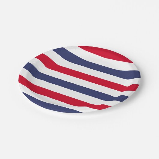 Rood Wit Blauw 4 juli Papieren Bordje (Gekanteld)