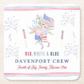 Rood Wit & Blauw | 4 juli Réunion Kartonnen Onderzetters (Voorkant)