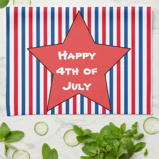 Rood Wit Blauw 4 juli Theedoek (Gevouwen)