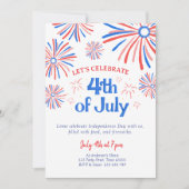 Rood, Wit & Blauw 4 juli vuurwerkfeest Kaart (Voorkant)