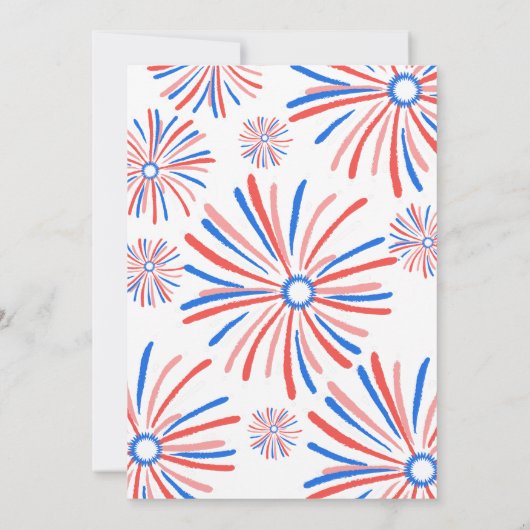 Rood, Wit & Blauw 4 juli vuurwerkfeest Kaart (Achterkant)