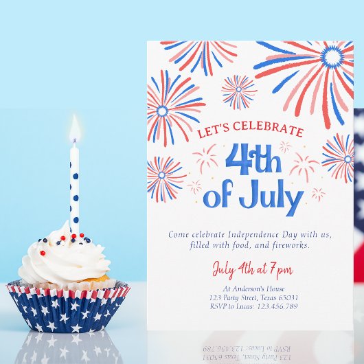 Rood, Wit & Blauw 4 juli vuurwerkfeest Kaart