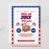 Rood Wit Blauw 4 juli Zomer Picknick Uitnodiging (Voorkant)