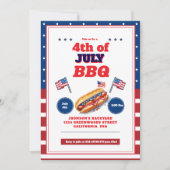 Rood Wit Blauw 4 juli Zomer Picknick Uitnodiging (Voorkant)