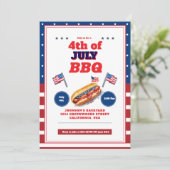 Rood Wit Blauw 4 juli Zomer Picknick Uitnodiging (Staand voorkant)